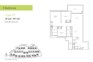 Treasure at Tampines Floor Plan 3 Bedroom